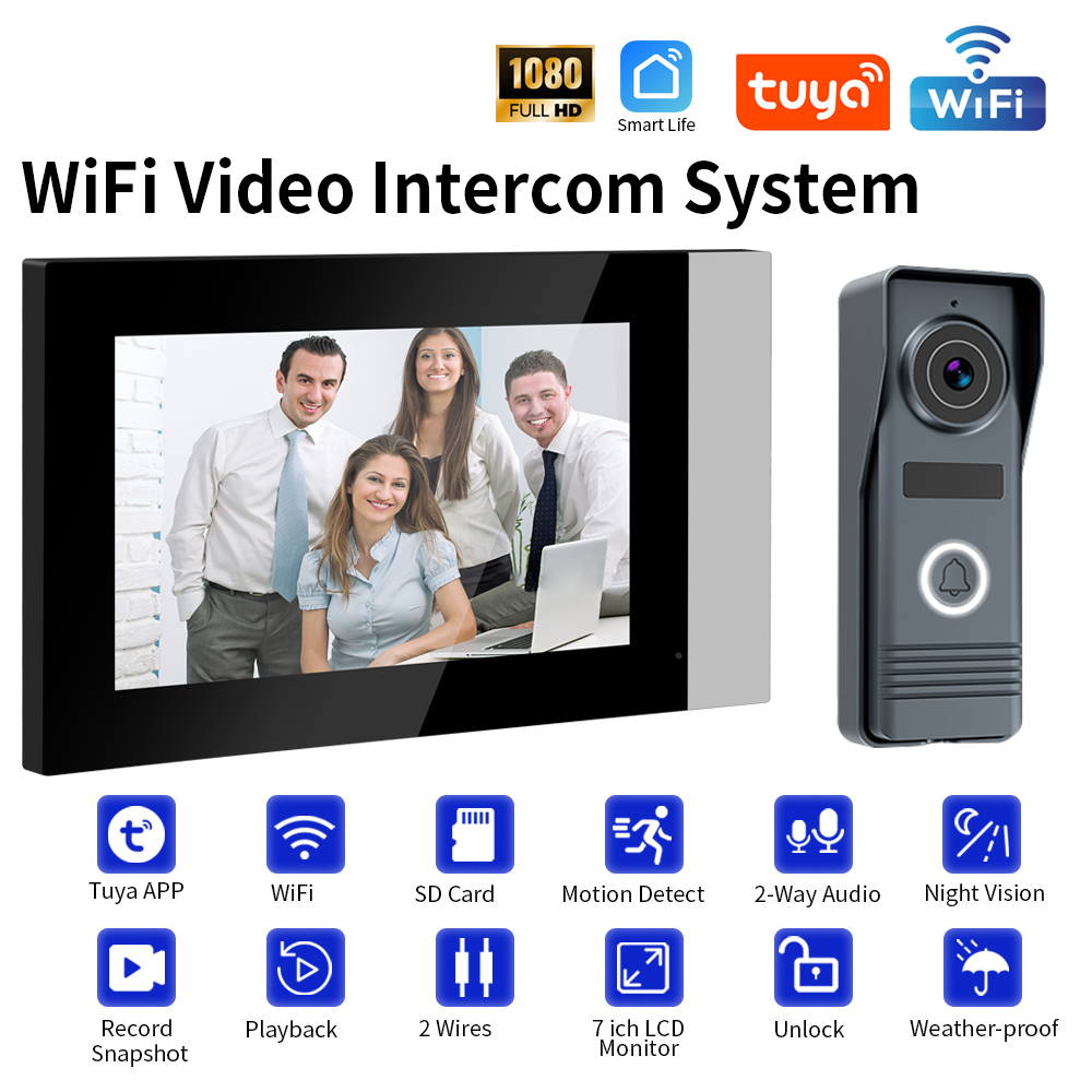 Home Security Video Systems - 2-Wires Smart Home Tuya Wifi 1080P