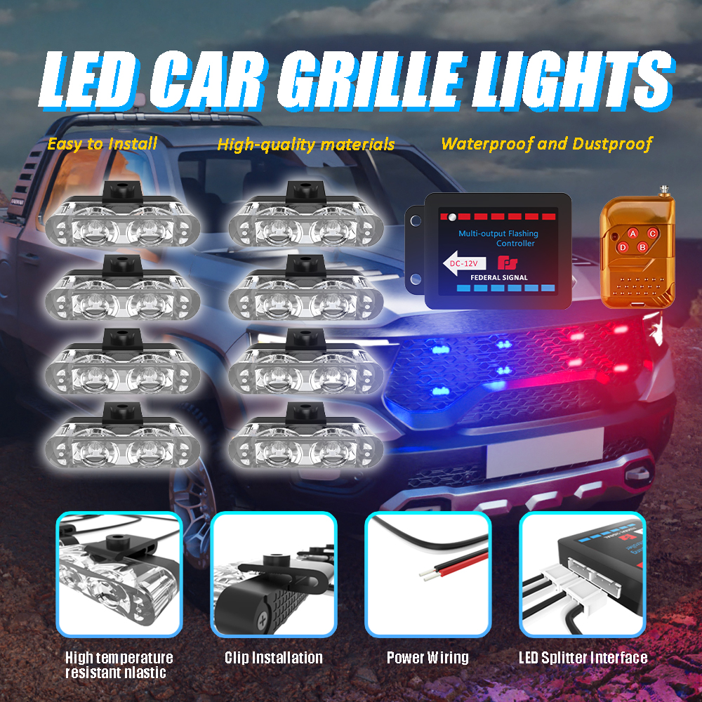 Home Security Police - 8 In 1 LED Emergency Strobe