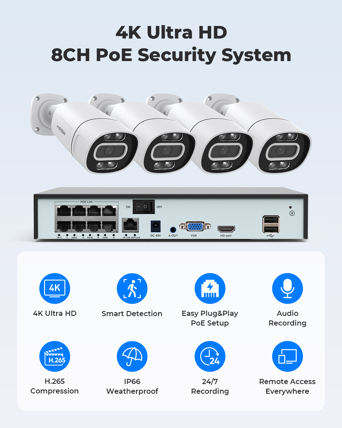 H.View 4K 5Mp 8Mp poe Cctv Sec – Home Security Video Systems recenzja i cena